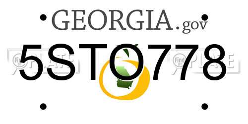 5STO778 Georgia License Plate