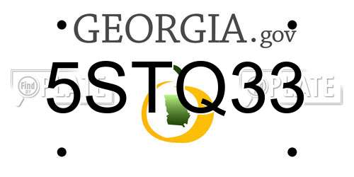 5STQ33 Georgia License Plate