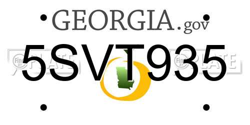 5SVT935 Georgia License Plate