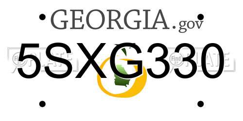 5SXG330 Georgia License Plate