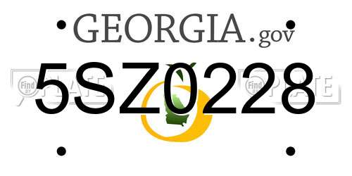 5SZ0228 Georgia License Plate