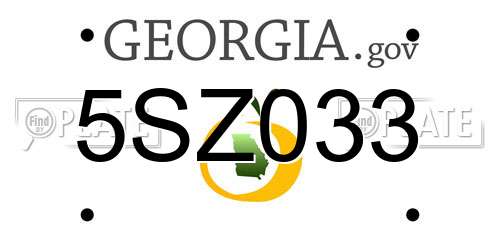 5SZ033 Georgia License Plate