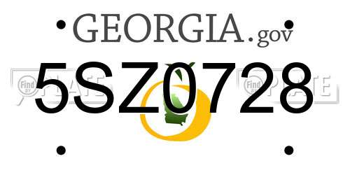 5SZ0728 Georgia License Plate