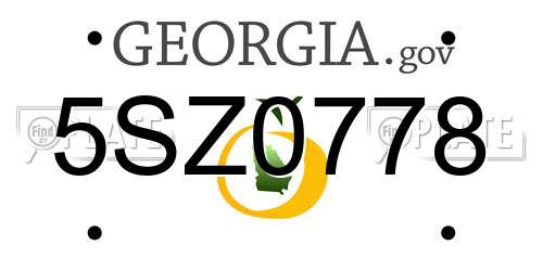 5SZ0778 Georgia License Plate