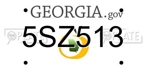 5SZ513 Georgia License Plate