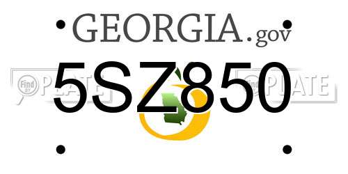 5SZ850 Georgia License Plate