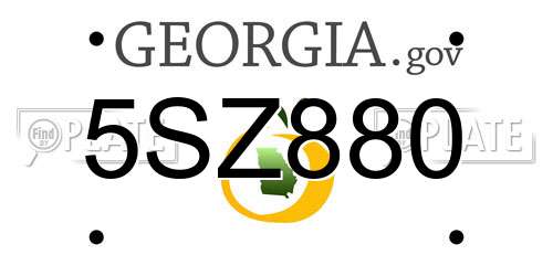 5SZ880 Georgia License Plate