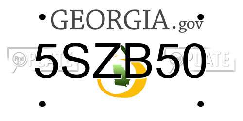 5SZB50 Georgia License Plate