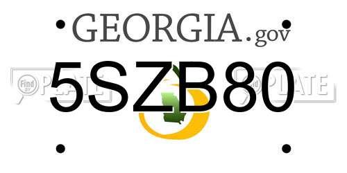 5SZB80 Georgia License Plate