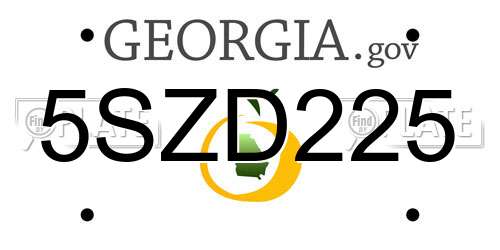 5SZD225 Georgia License Plate