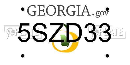 5SZD33 Georgia License Plate