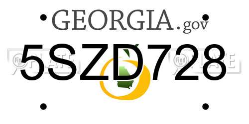 5SZD728 Georgia License Plate