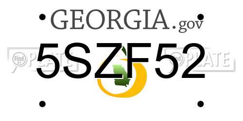 5SZF52 Georgia License Plate