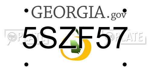 5SZF57 Georgia License Plate