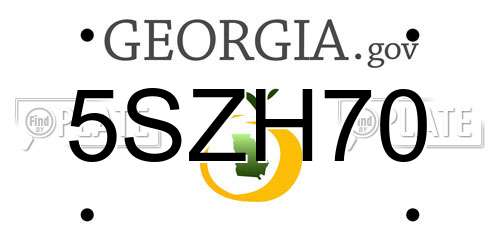 5SZH70 Georgia License Plate