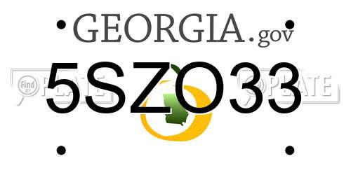 5SZO33 Georgia License Plate