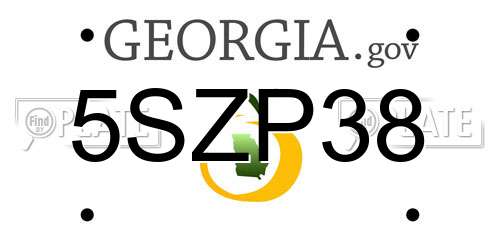 5SZP38 Georgia License Plate