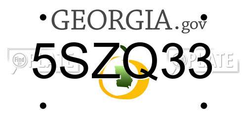 5SZQ33 Georgia License Plate