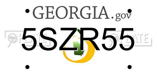 5SZR55 Georgia License Plate