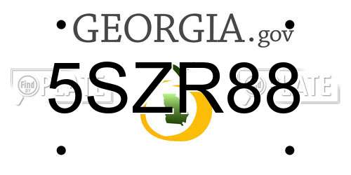 5SZR88 Georgia License Plate