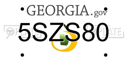 5SZS80 Georgia License Plate