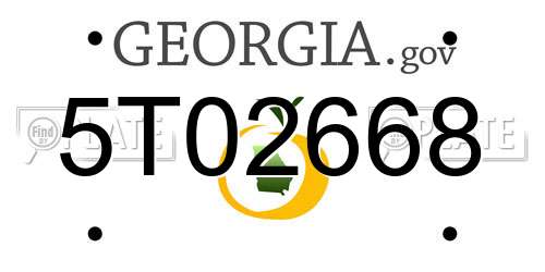 5T02668 Georgia License Plate