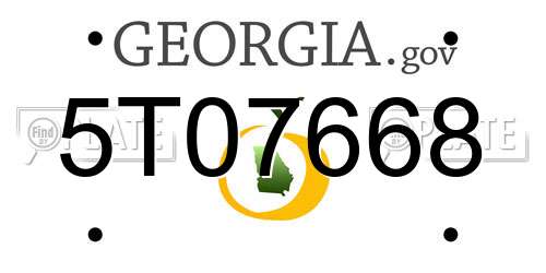 5T07668 Georgia License Plate