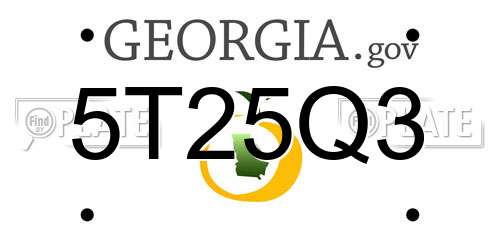 5T25Q3 Georgia License Plate