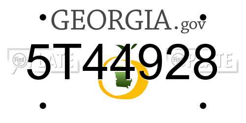 5T44928 Georgia License Plate