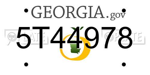 5T44978 Georgia License Plate
