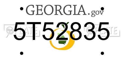 5T52835 Georgia License Plate