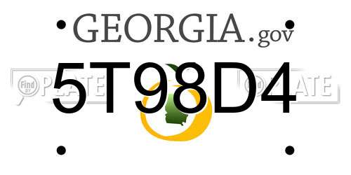 5T98D4 Georgia License Plate