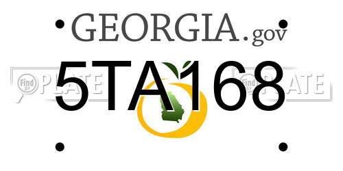 5TA168 Georgia License Plate