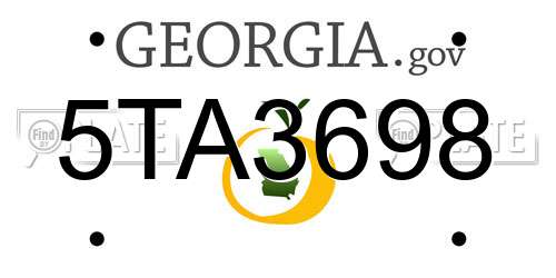 5TA3698 Georgia License Plate