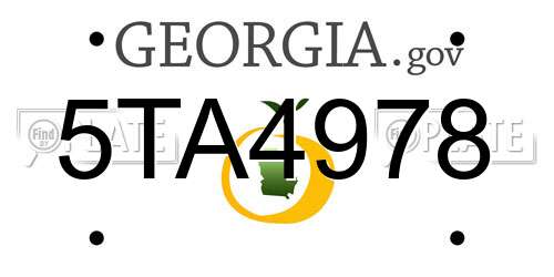 5TA4978 Georgia License Plate
