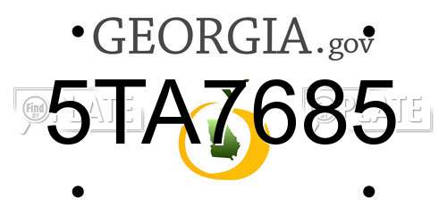 5TA7685 Georgia License Plate