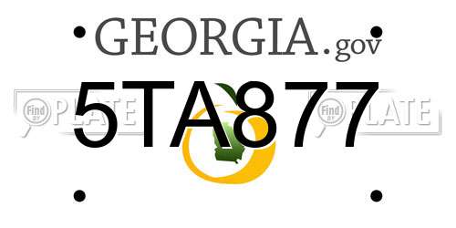 5TA877 Georgia License Plate