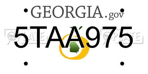 5TAA975 Georgia License Plate
