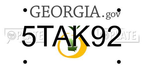 5TAK92 Georgia License Plate