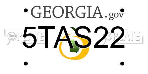 5TAS22 Georgia License Plate