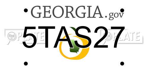 5TAS27 Georgia License Plate