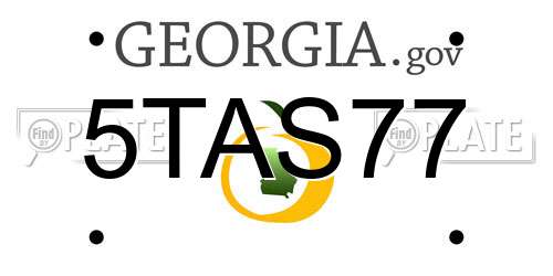 5TAS77 Georgia License Plate