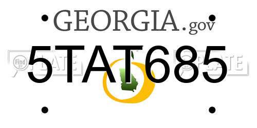 5TAT685 Georgia License Plate