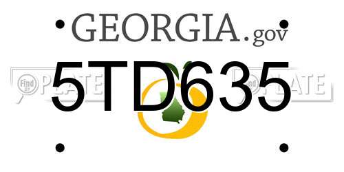 5TD635 Georgia License Plate