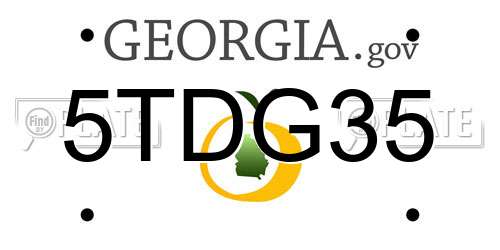 5TDG35 Georgia License Plate