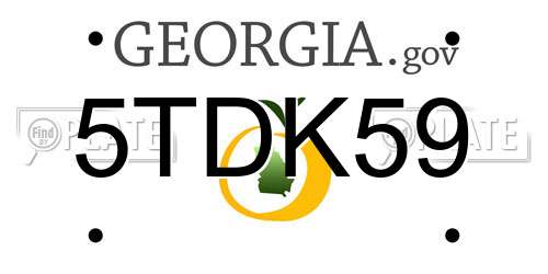 5TDK59 Georgia License Plate