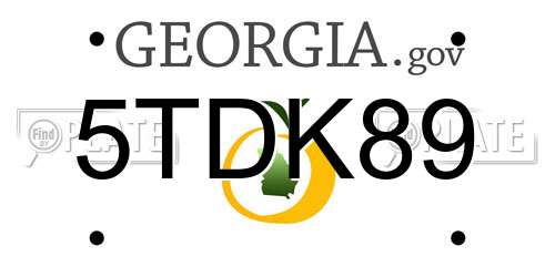 5TDK89 Georgia License Plate