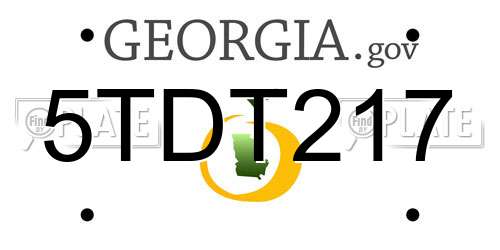 5TDT217 Georgia License Plate