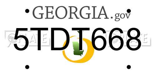 5TDT668 Georgia License Plate