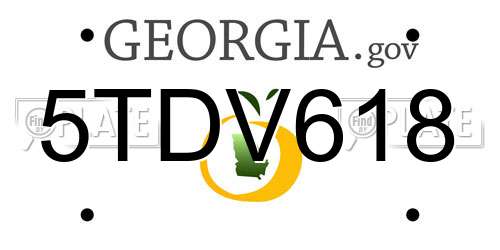 5TDV618 Georgia License Plate